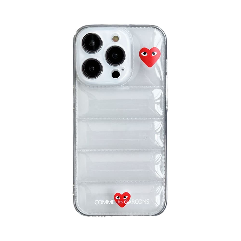 Comme des Garçons Heart Logo Phone Case - Transparent Quilted TPU Cover for iPhone