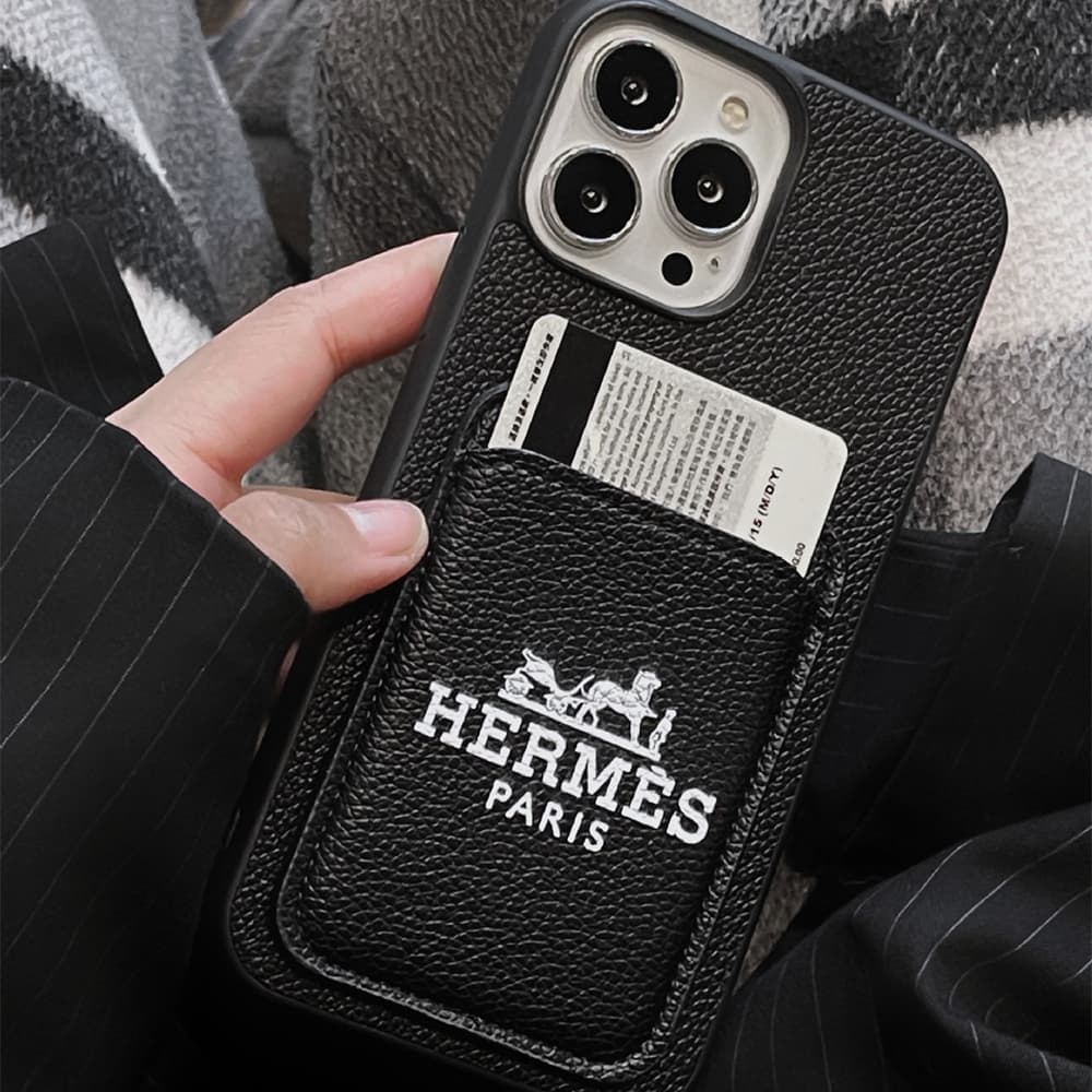 Hermès Luxury Phone Case - Leather Texture with Card Slot for iPhone (Orange/White/Black/Khaki) Hermès Luxury Phone Case - Leather Texture with Card Slot for iPhone (Orange/White/Black/Khaki)