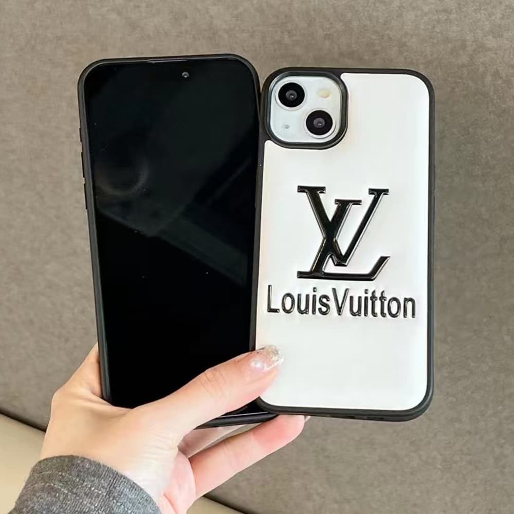 Louis Vuitton Luxury iPhone Case - LV Monogram & Leather Texture (Black/White/Silver) Louis Vuitton Luxury iPhone Case - LV Monogram & Leather Texture (Black/White/Silver)