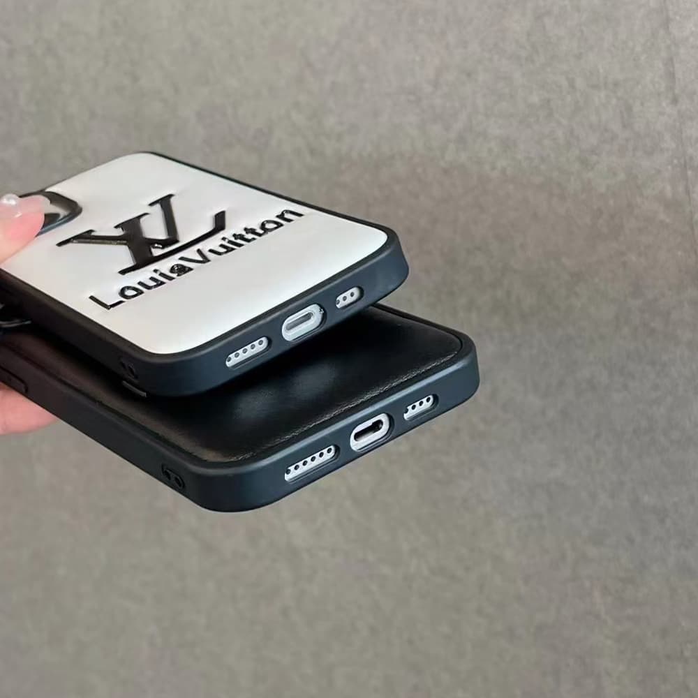 Louis Vuitton Luxury iPhone Case - LV Monogram & Leather Texture (Black/White/Silver) Louis Vuitton Luxury iPhone Case - LV Monogram & Leather Texture (Black/White/Silver)