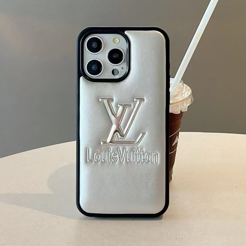 Louis Vuitton Luxury iPhone Case - LV Monogram & Leather Texture (Black/White/Silver) Louis Vuitton Luxury iPhone Case - LV Monogram & Leather Texture (Black/White/Silver)