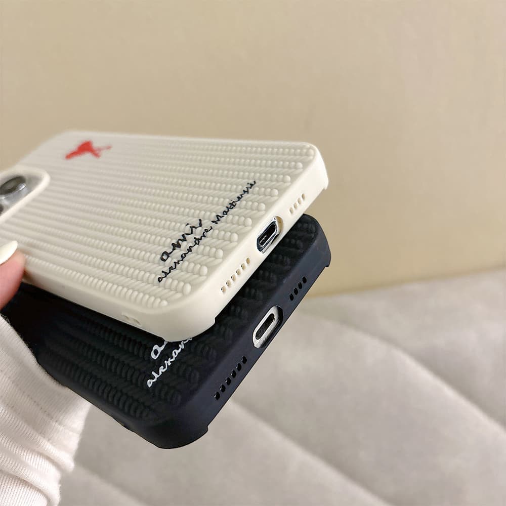 ami alexandre mattiussi iPhone Case - Red Heart Logo & Woven Texture Phone Cover (Black/White) ami alexandre mattiussi iPhone Case - Red Heart Logo & Woven Texture Phone Cover (Black/White)