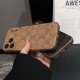 Coach Signature Print & Metal Frame iPhone Case