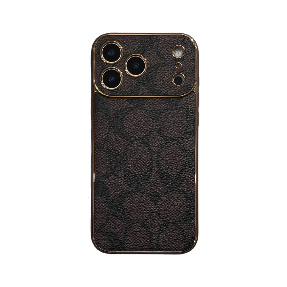 Coach Signature Print & Metal Frame iPhone Case
