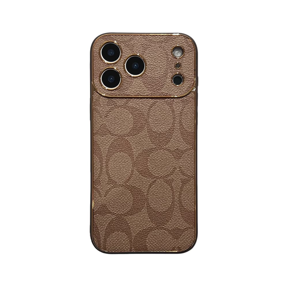 Coach Signature Print & Metal Frame iPhone Case