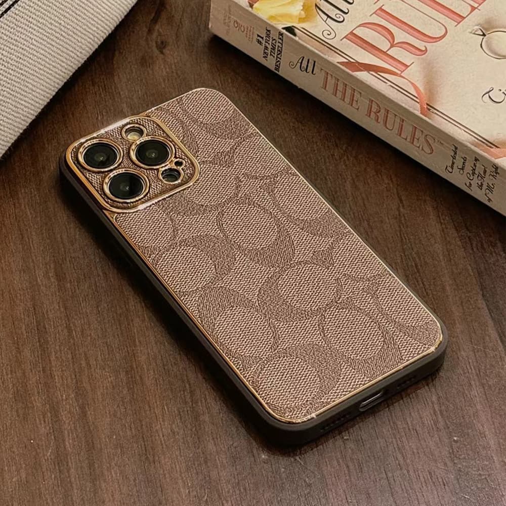 Coach Luxury iPhone Case - Signature Print & Metal Frame (Khaki/Brown/Black) Coach Luxury iPhone Case - Signature Print & Metal Frame (Khaki/Brown/Black)
