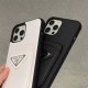 Prada Luxury iPhone Case - Signature Triangle Logo with Card Slot for (Black/White) Prada Luxury iPhone Case - Signature Triangle Logo with Card Slot for (Black/White)