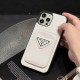 Prada Luxury iPhone Case - Signature Triangle Logo with Card Slot for (Black/White) Prada Luxury iPhone Case - Signature Triangle Logo with Card Slot for (Black/White)