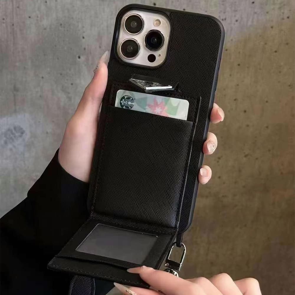 Prada Luxury iPhone Case - Triangle Logo with Detachable Card Holder & Lanyard Prada Luxury iPhone Case - Triangle Logo with Detachable Card Holder & Lanyard