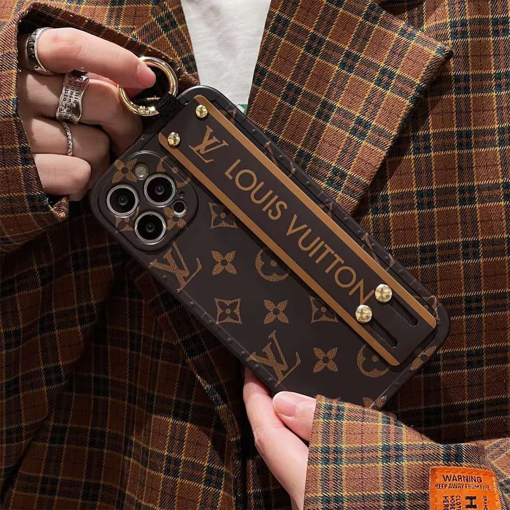 Louis Vuitton Luxury iPhone Case - Monogram Wrist Strap & Metal Ring