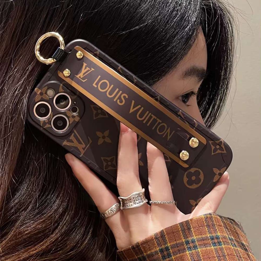 Louis Vuitton Luxury iPhone Case - Monogram Wrist Strap & Metal Ring Louis Vuitton Luxury iPhone Case - Monogram Wrist Strap & Metal Ring