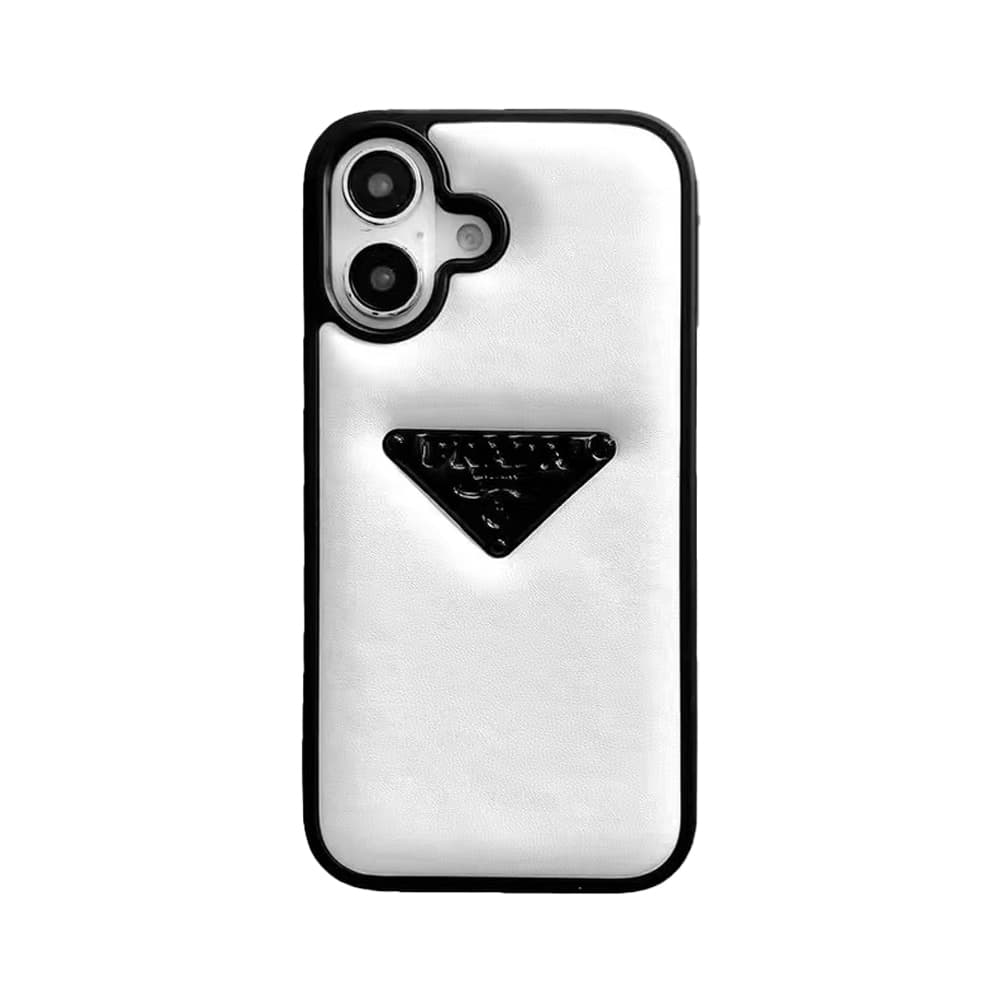 Prada Minimalist iPhone Case - Signature Triangle Logo (Black/White)