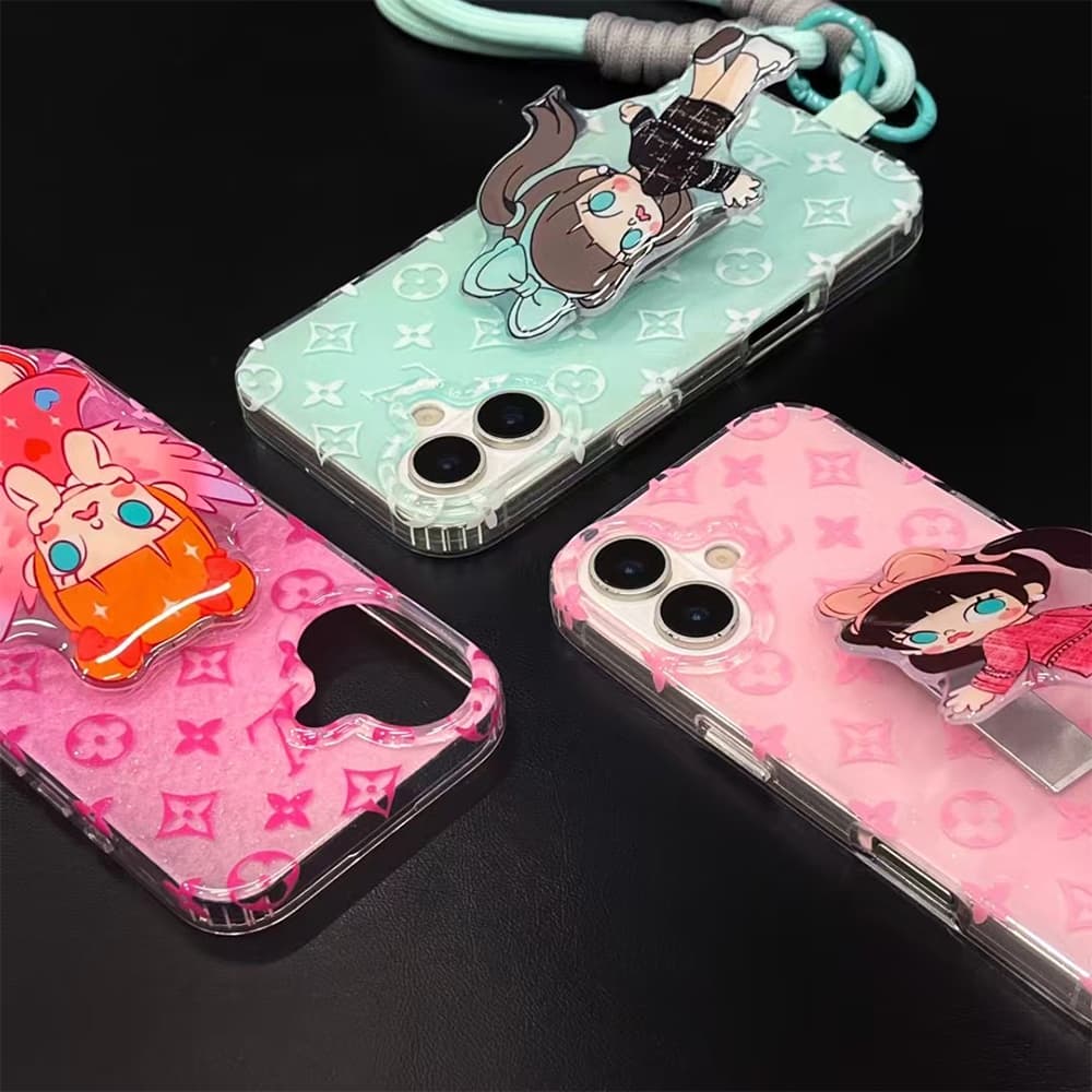 Louis Vuitton x POP MART Molly iPhone Case - Monogram & Cartoon Transparent Cover with Colorful Strap Louis Vuitton x POP MART Molly iPhone Case - Monogram & Cartoon Transparent Cover with Colorful Strap