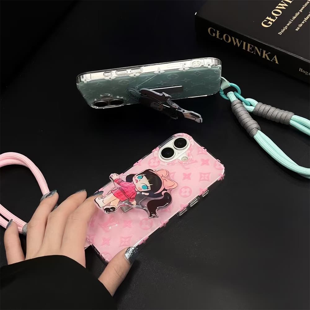 Louis Vuitton x POP MART Molly iPhone Case - Monogram & Cartoon Transparent Cover with Colorful Strap Louis Vuitton x POP MART Molly iPhone Case - Monogram & Cartoon Transparent Cover with Colorful Strap