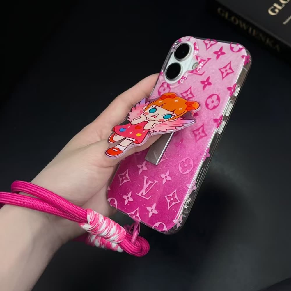 Louis Vuitton x POP MART Molly iPhone Case - Monogram & Cartoon Transparent Cover with Colorful Strap Louis Vuitton x POP MART Molly iPhone Case - Monogram & Cartoon Transparent Cover with Colorful Strap