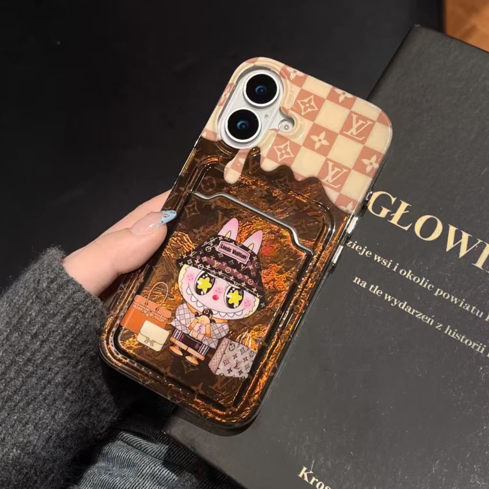 Louis Vuitton x POP MART Labubu iPhone Case - Monogram & Cartoon Transparent Cover with Card Slot Louis Vuitton x POP MART Labubu iPhone Case - Monogram & Cartoon Transparent Cover with Card Slot
