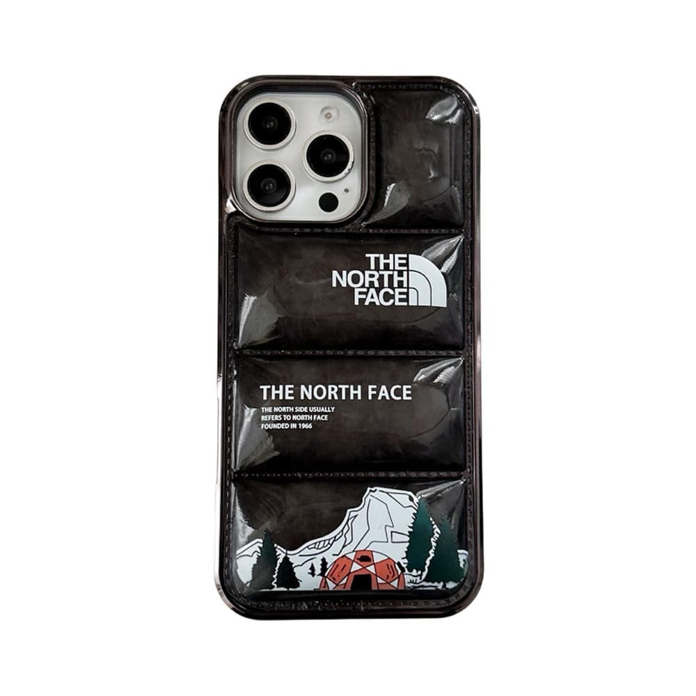 The North Face Luxury iPhone Case - Mountain Print with Puffer Quilted Design The North Face Luxury iPhone Case - Mountain Print with Puffer Quilted Design