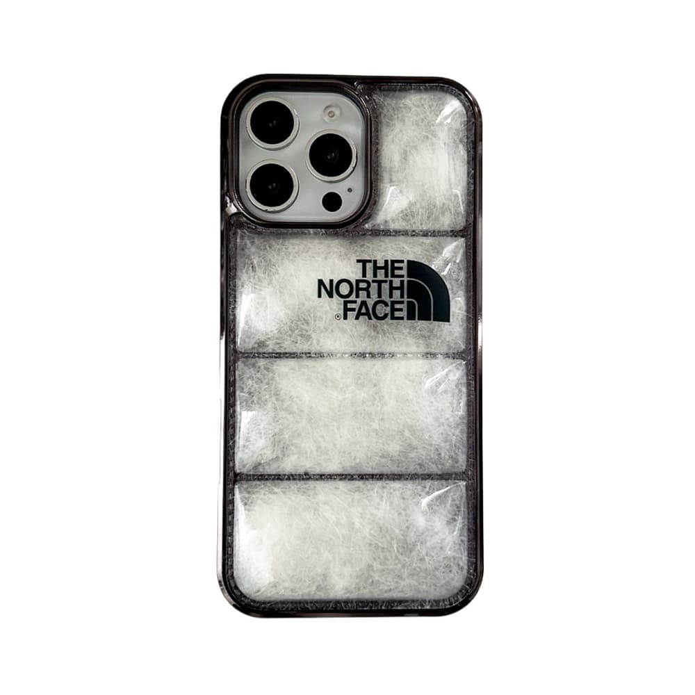 The North Face Luxury iPhone Case - Mountain Print with Puffer Quilted Design The North Face Luxury iPhone Case - Mountain Print with Puffer Quilted Design