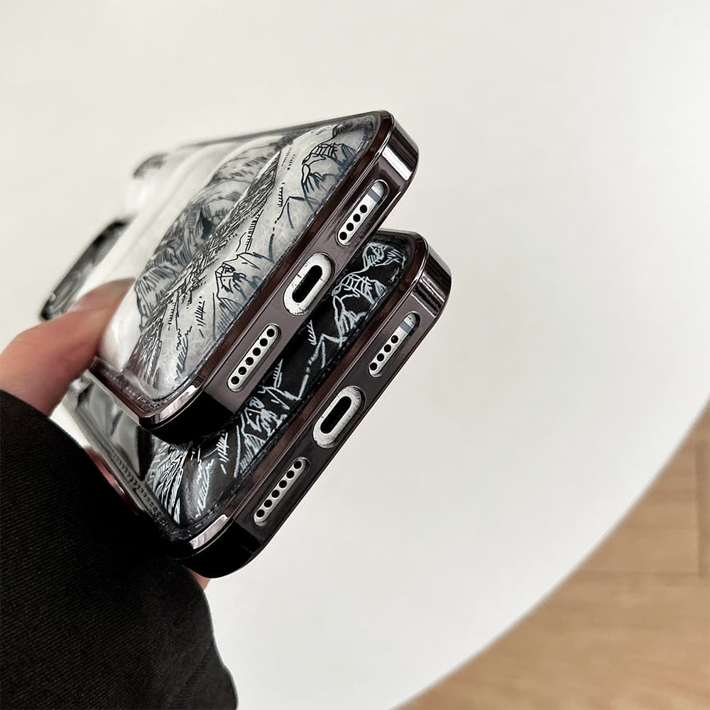 The North Face Luxury iPhone Case - Mountain Print with Puffer Quilted Design The North Face Luxury iPhone Case - Mountain Print with Puffer Quilted Design