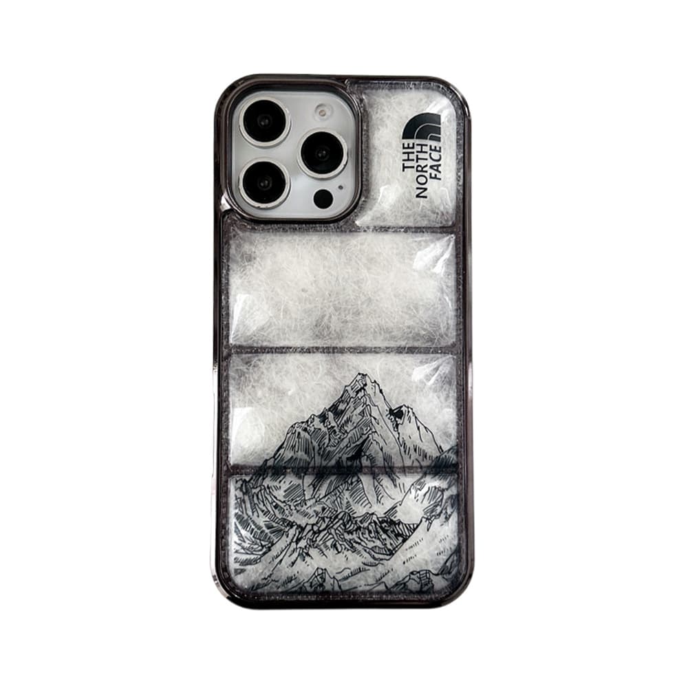 The North Face Luxury iPhone Case - Mountain Print with Puffer Quilted Design