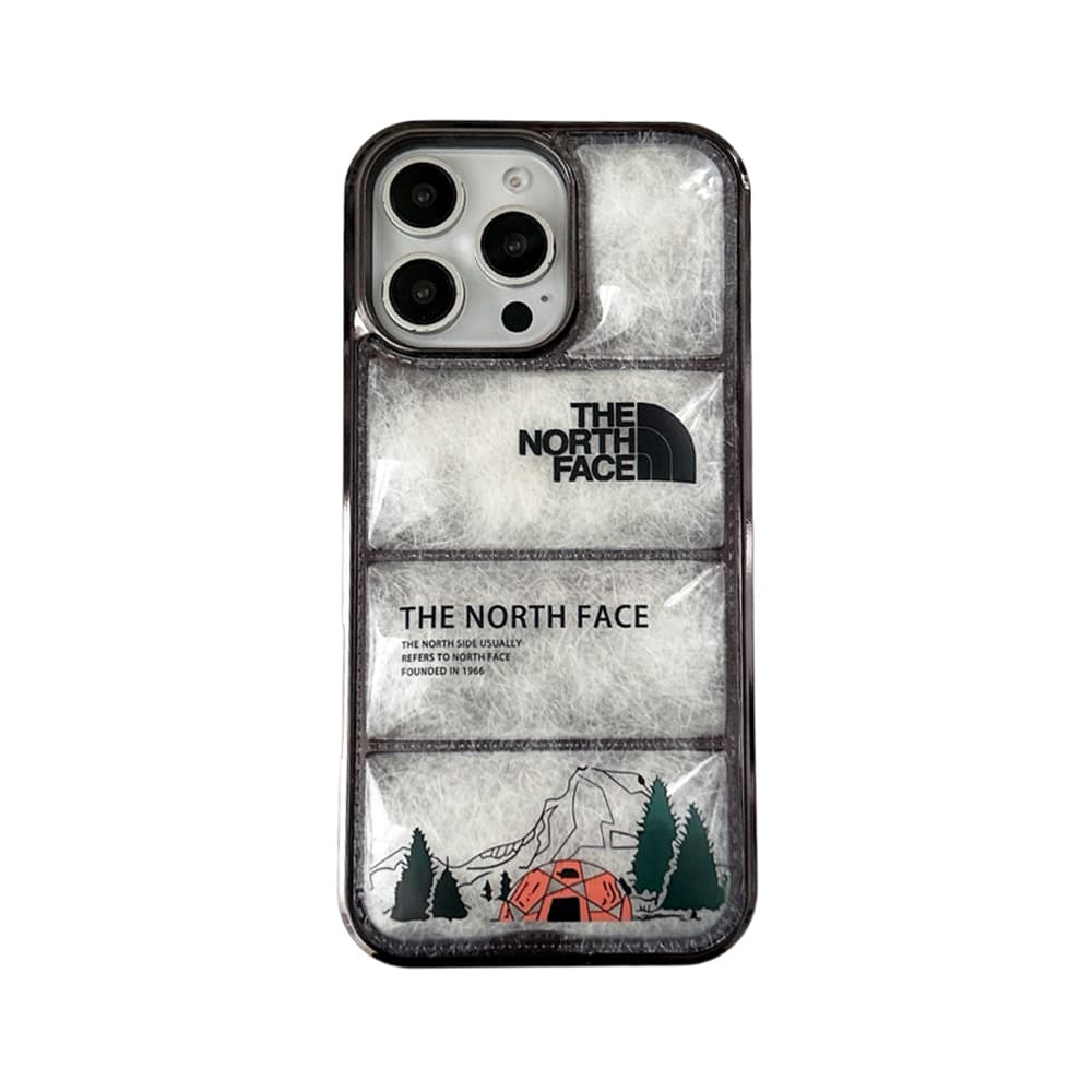 The North Face Luxury iPhone Case - Mountain Print with Puffer Quilted Design The North Face Luxury iPhone Case - Mountain Print with Puffer Quilted Design