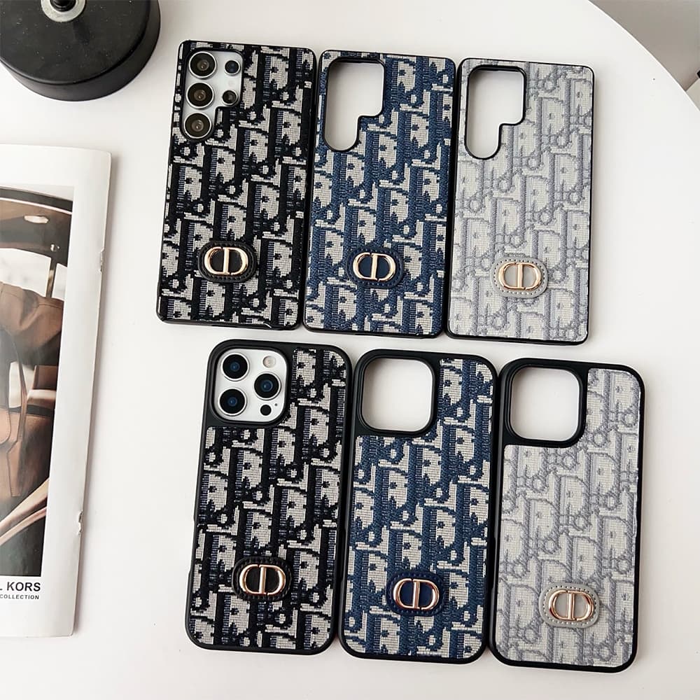 Dior Luxury Phone Case - Oblique Jacquard with CD Logo for iPhone & Samsung Galaxy