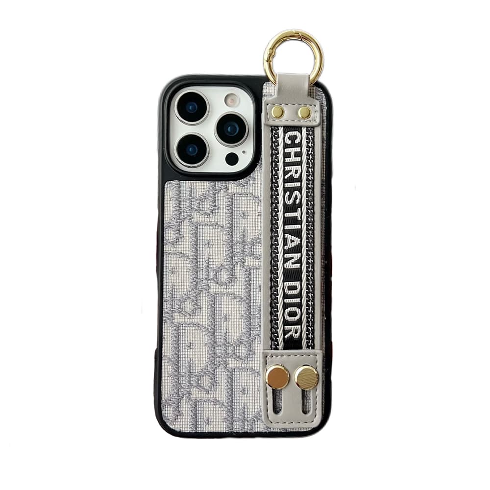 Dior Luxury Phone Case - Oblique Jacquard with Wrist Strap for iPhone & Samsung Galaxy