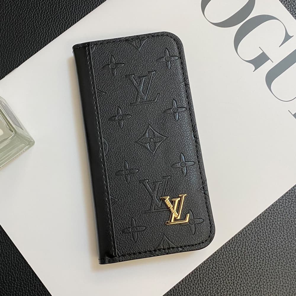 LV & Gucci Inspired Luxury Phone Case with Card Slots & Golden-toned logo - iPhone & Samsung