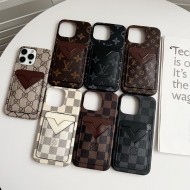 Louis Vuitton & Gucci Designer iPhone Case with V-Card Pocket - Luxury Protection