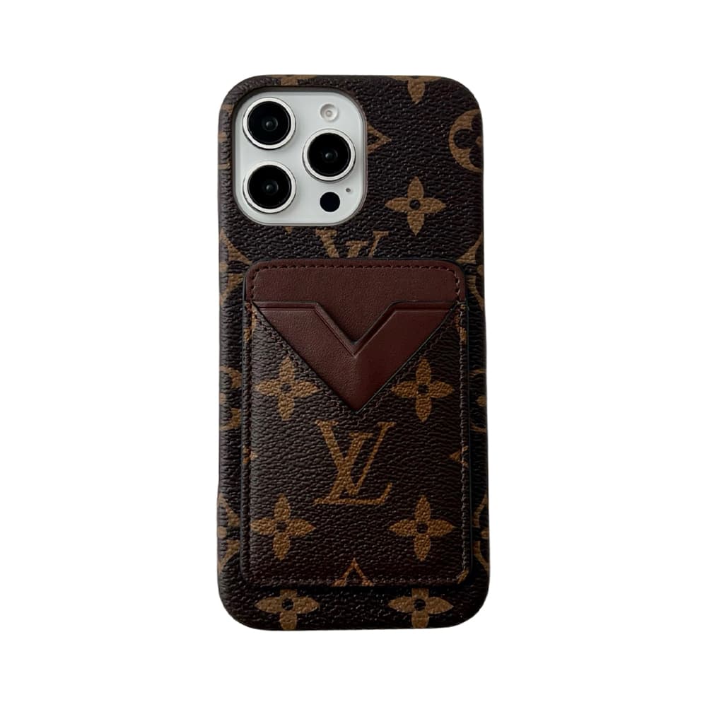 Louis Vuitton & Gucci Designer iPhone Case with V-Card Pocket - Luxury Protection