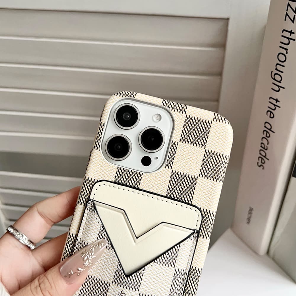 Louis Vuitton & Gucci Designer iPhone Case with V-Card Pocket - Luxury Protection