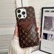 Louis Vuitton & Gucci Designer iPhone Case with V-Card Pocket - Luxury Protection