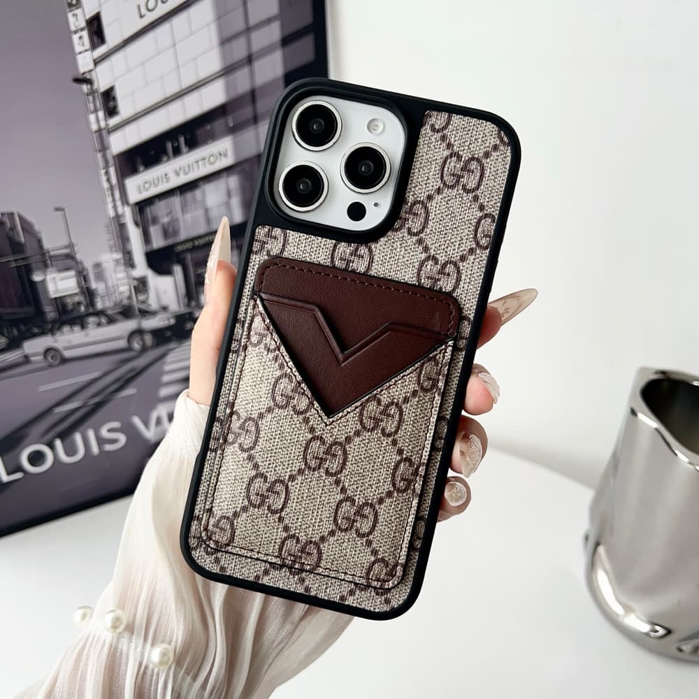 Louis Vuitton & Gucci Designer Phone Case with V-Card Slot Camera Protection - iPhone & Galaxy
