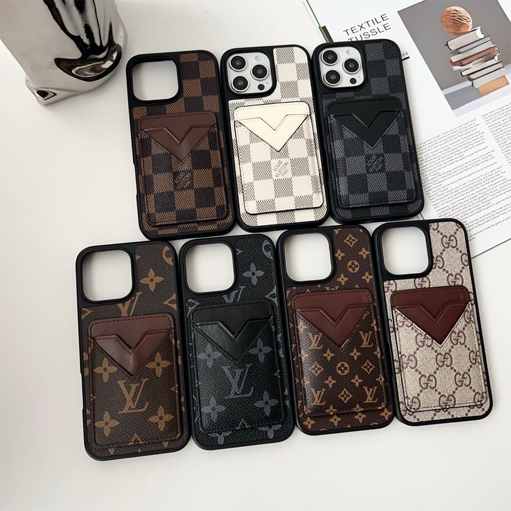 Louis Vuitton & Gucci Designer Phone Case with V-Card Slot Camera Protection - iPhone & Galaxy