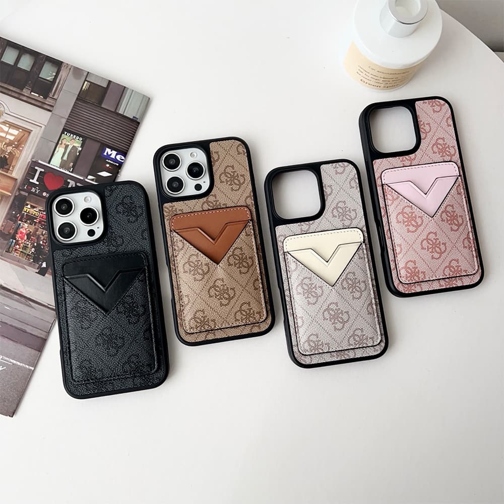 GUESS 4G Pattern Luxury Phone Case with Card Slot - iPhone & Samsung Galaxy