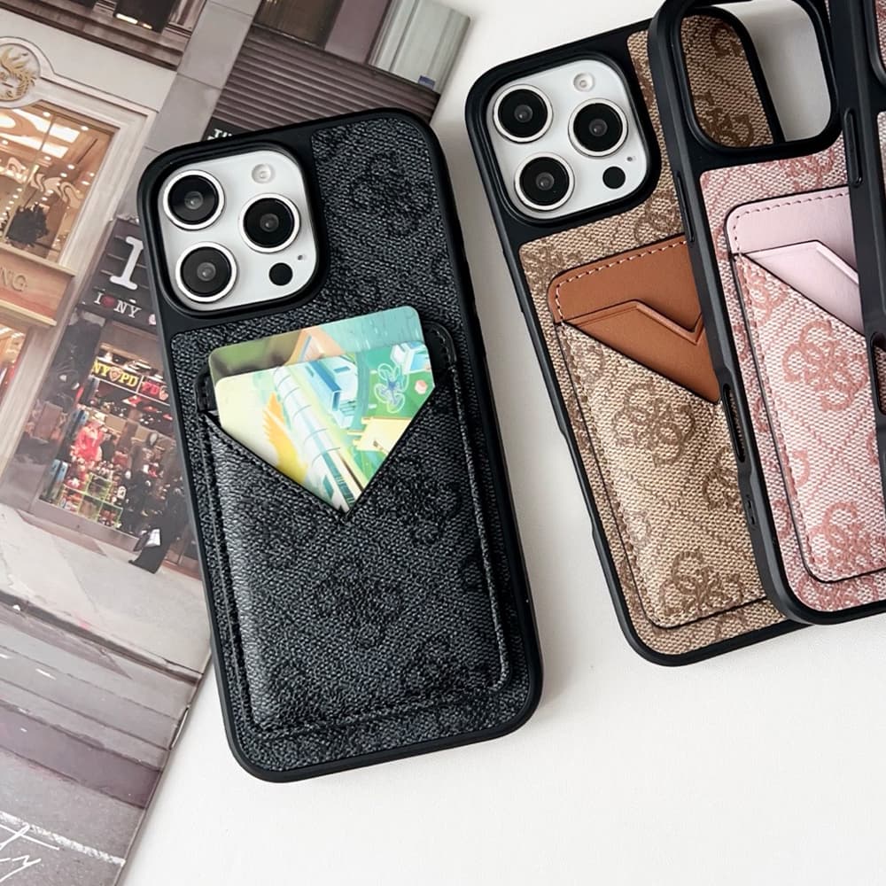 GUESS 4G Pattern Luxury Phone Case with Card Slot - iPhone & Samsung Galaxy