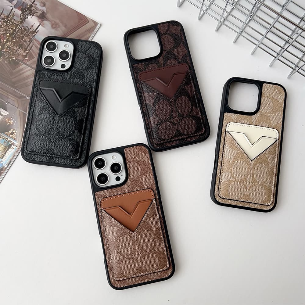COACH Signature CC Luxury Phone Case with V-Card Slot - iPhone & Samsung Galaxy