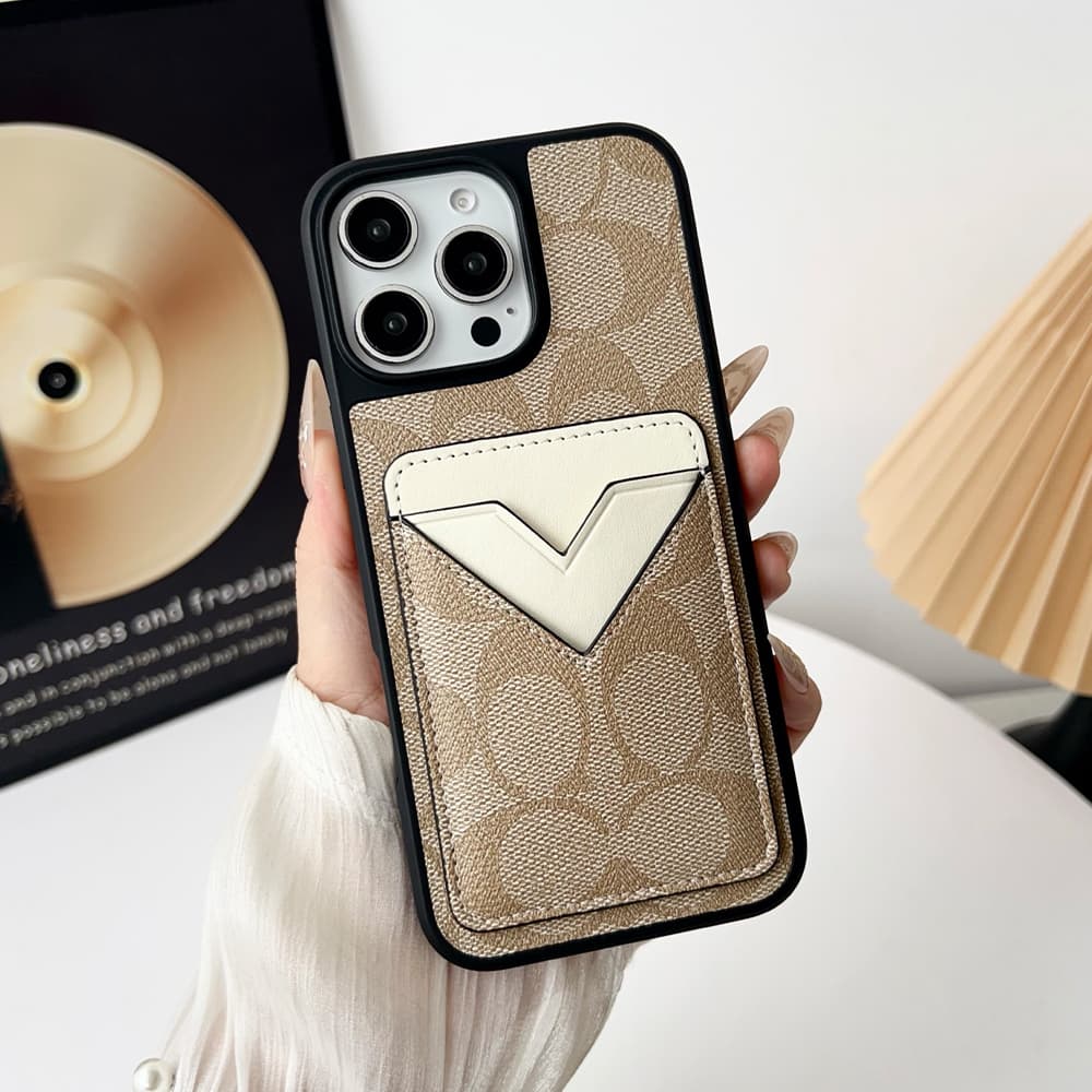 COACH Signature CC Luxury Phone Case with V-Card Slot - iPhone & Samsung Galaxy