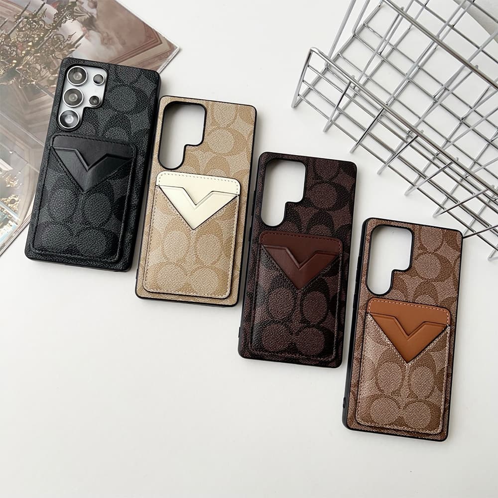 COACH Signature CC Luxury Phone Case with V-Card Slot - iPhone & Samsung Galaxy