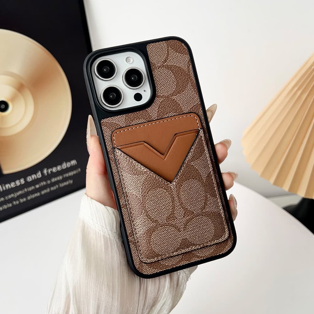 COACH Signature CC Luxury Phone Case with V-Card Slot - iPhone & Samsung Galaxy