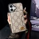 LV & Gucci Monogram Patterns Phone Case with Card Holder - Solid Color Border Style (iPhone/Samsung Galaxy)
