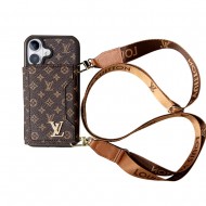 LV & Gucci Monogram Patterns Phone Case with Card Holder - Solid Color Border Style (iPhone/Samsung Galaxy)