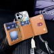 LV & Gucci Monogram Patterns Phone Case with Card Holder - Solid Color Border Style (iPhone/Samsung Galaxy)