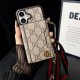 LV & Gucci Monogram Patterns Phone Case with Card Holder - Two Tone Border Style (iPhone/Samsung Galaxy)