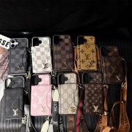 LV & Gucci Monogram Patterns Phone Case with Card Holder - Two Tone Border Style (iPhone/Samsung Galaxy)