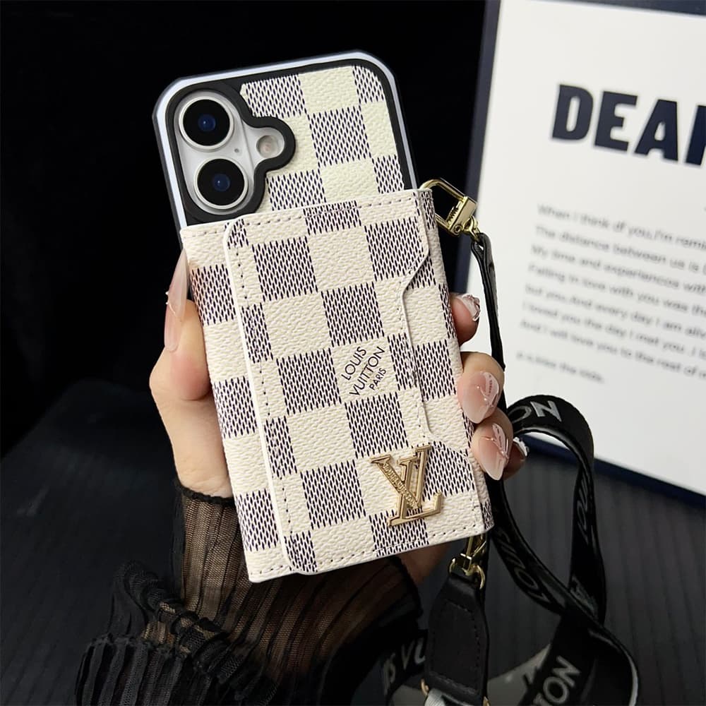 LV & Gucci Monogram Patterns Phone Case with Card Holder - Two Tone Border Style (iPhone/Samsung Galaxy)
