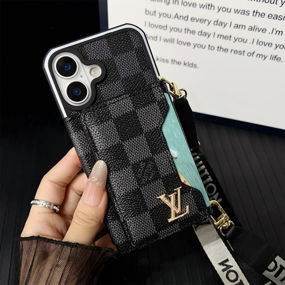 LV & Gucci Monogram Patterns Phone Case with Card Holder - Two Tone Border Style (iPhone/Samsung Galaxy)