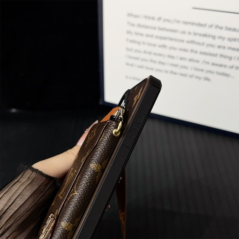 LV & Gucci Monogram Patterns Phone Case with Card Holder - Two Tone Border Style (iPhone/Samsung Galaxy)