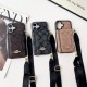 Coach Crossbody Strap Phone Case with Card Holder - Signature Print & Two Tone Border (iPhone & Samsung Galaxy)