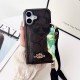 Coach Crossbody Strap Phone Case with Card Holder - Signature Print & Two Tone Border (iPhone & Samsung Galaxy)